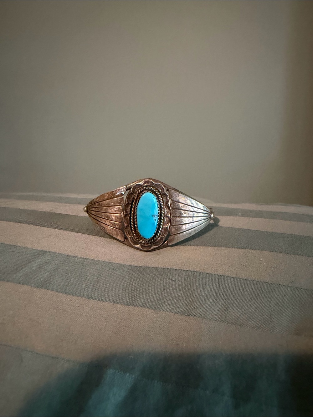 Rare Native American- Navajo Turquoise Sterling Silver Cuff Bracelet- stamped - Picture 2 of 7